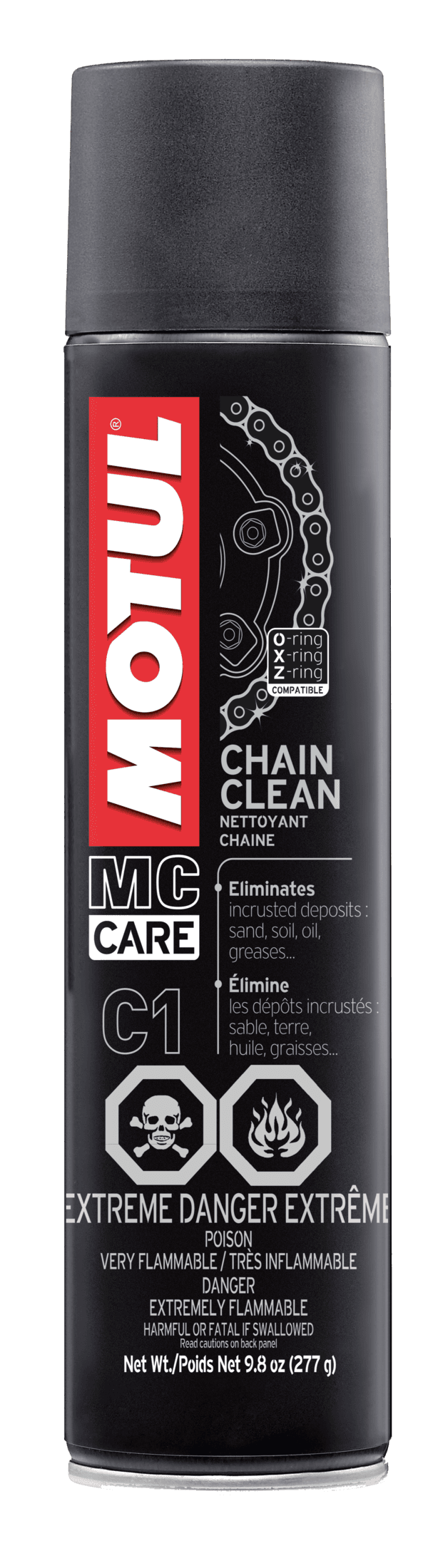 Kit Motul C2 + C1: Spray Pulizia E Lubrificazione Catena Moto, Made In France